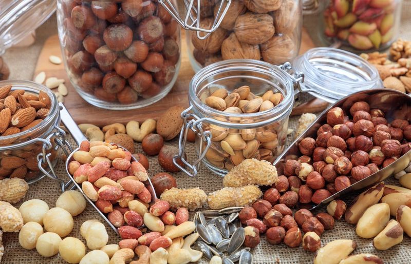 A bowl of raw mixed nuts
